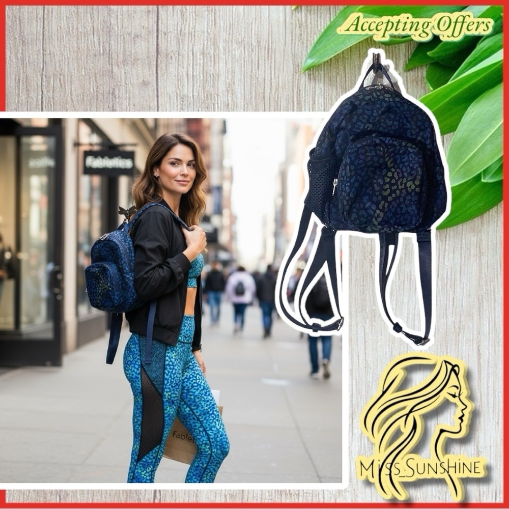 Fabletics - sporty mini backpack - animal print blue green shimmer